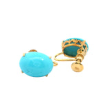ELEGANT 14CT YELLOW GOLD SCREW BACK TURQUOISE EARRINGS