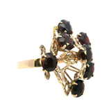 Exquisite Cast and Hand Assembled Yellow Gold Garnet Ring