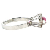 STUNNING 14CT WHITE GOLD 13 STONE SYNTHETIC RUBY & DIAMOND CLUSTER RING