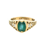 STUNNING 18CT YELLOW GOLD 4 STONE EMERALD & DIAMOND RING