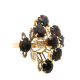 Exquisite Cast and Hand Assembled Yellow Gold Garnet Ring