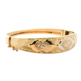 Elegant 18ct Yellow Gold Engraved Hinged Bangle – A Timeless Investment in Luxury