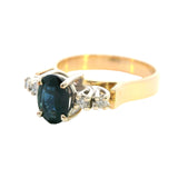 GRACEFUL 18CT YELLOW & WHITE GOLD SAPPHIRE & DIAMOND RING