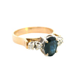 GRACEFUL 18CT YELLOW & WHITE GOLD SAPPHIRE & DIAMOND RING
