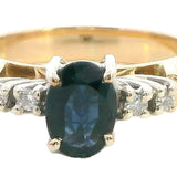 GRACEFUL 18CT YELLOW & WHITE GOLD SAPPHIRE & DIAMOND RING