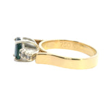 GRACEFUL 18CT YELLOW & WHITE GOLD SAPPHIRE & DIAMOND RING