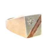 ELEGANT 9CT YELLOW, WHITE & ROSE GOLD SINGLE STONE DIAMOND RING - A PERFECT GIFT FOR HIM