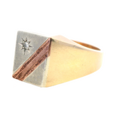 ELEGANT 9CT YELLOW, WHITE & ROSE GOLD SINGLE STONE DIAMOND RING - A PERFECT GIFT FOR HIM