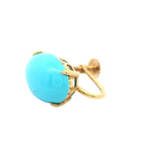 ELEGANT 14CT YELLOW GOLD SCREW BACK TURQUOISE EARRINGS