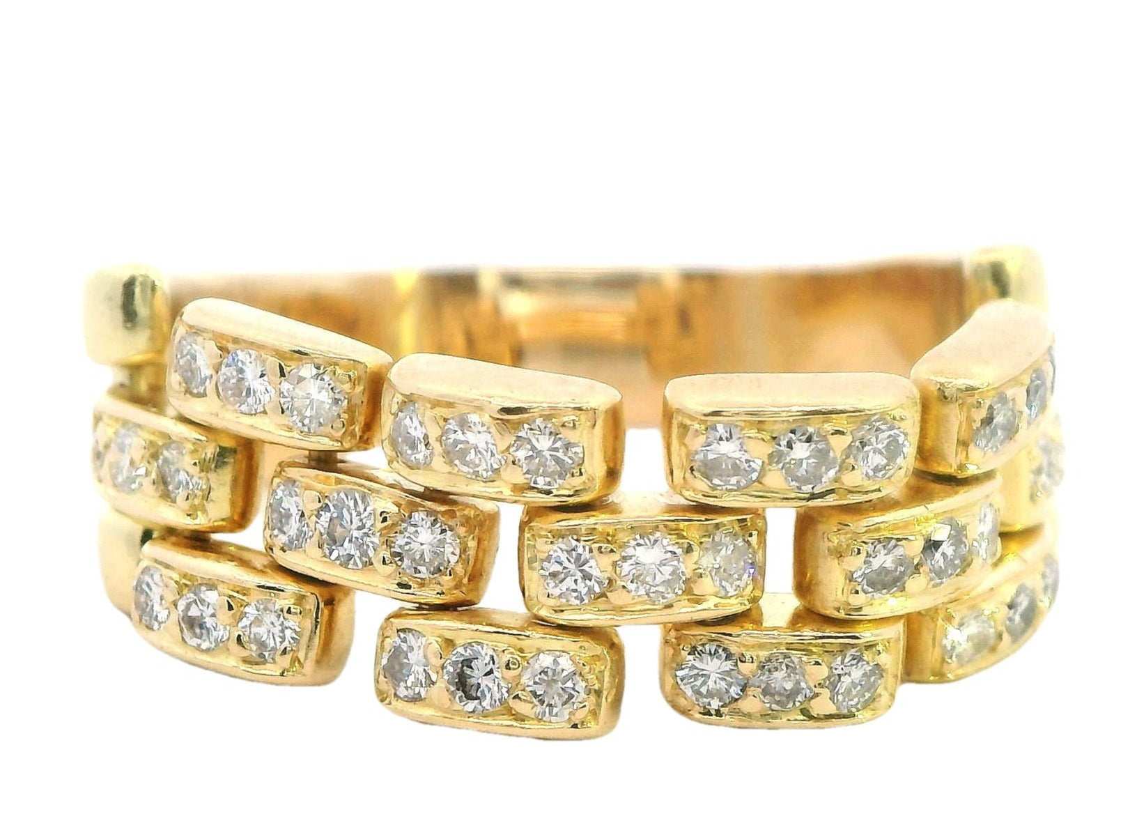 18ct Yellow Gold Diamond Set Chain Ring