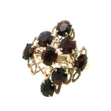 Exquisite Cast and Hand Assembled Yellow Gold Garnet Ring