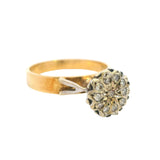 STUNNING 18CT YELLOW & WHITE GOLD 11 STONE DIAMOND CLUSTER RING