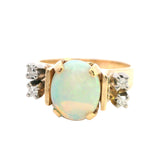 Stunning 9ct Yellow and White Gold Opal and Diamond Ring – A Dazzling Pre-Loved Treasure!