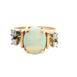 Stunning 9ct Yellow and White Gold Opal and Diamond Ring – A Dazzling Pre-Loved Treasure!