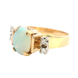 Stunning 9ct Yellow and White Gold Opal and Diamond Ring – A Dazzling Pre-Loved Treasure!