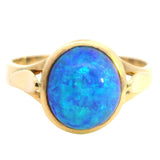 Stunning 18ct Yellow Gold Opal Ring – Featuring a Beautiful Blue/Green Crystal Opal Doublet