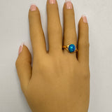 Stunning 18ct Yellow Gold Opal Ring – Featuring a Beautiful Blue/Green Crystal Opal Doublet