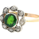 Elegant 18ct Yellow & White Gold Demantoid Garnet & Diamond Ring