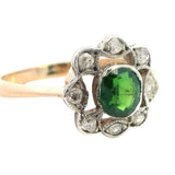 Elegant 18ct Yellow & White Gold Demantoid Garnet & Diamond Ring