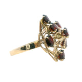 Exquisite Cast and Hand Assembled Yellow Gold Garnet Ring