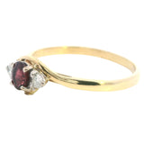 EXQUISITE 18CT YELLOW & WHITE GOLD 3 STONE RUBY & DIAMOND RING
