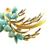 STUNNING 14CT YELLOW GOLD AND TURQUOISE BROOCH