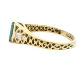 STUNNING 18CT YELLOW GOLD 4 STONE EMERALD & DIAMOND RING