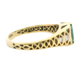 STUNNING 18CT YELLOW GOLD 4 STONE EMERALD & DIAMOND RING