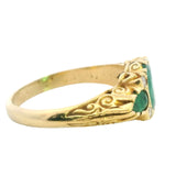 ELEGANT 18CT YELLOW GOLD 7 STONE EMERALD & DIAMOND RING