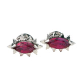 ELEGANT 14CT WHITE GOLD 2 STONE SYNTHETIC RUBY STUD EARRINGS