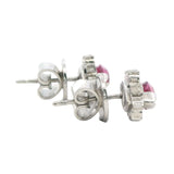 ELEGANT 14CT WHITE GOLD 2 STONE SYNTHETIC RUBY STUD EARRINGS