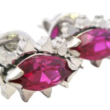 ELEGANT 14CT WHITE GOLD 2 STONE SYNTHETIC RUBY STUD EARRINGS