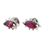 ELEGANT 14CT WHITE GOLD 2 STONE SYNTHETIC RUBY STUD EARRINGS