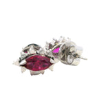 ELEGANT 14CT WHITE GOLD 2 STONE SYNTHETIC RUBY STUD EARRINGS