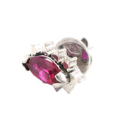 ELEGANT 14CT WHITE GOLD 2 STONE SYNTHETIC RUBY STUD EARRINGS