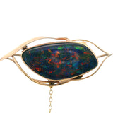 EXQUISITE 14CT YELLOW GOLD SINGLE STONE OPAL TRIPLET BROOCH