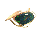 EXQUISITE 14CT YELLOW GOLD SINGLE STONE OPAL TRIPLET BROOCH