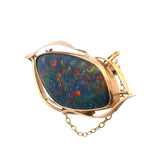 EXQUISITE 14CT YELLOW GOLD SINGLE STONE OPAL TRIPLET BROOCH