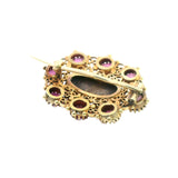 Elegant Victorian 9ct Yellow Gold Ruby and Diamond Brooch