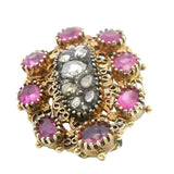 Elegant Victorian 9ct Yellow Gold Ruby and Diamond Brooch