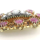 Elegant Victorian 9ct Yellow Gold Ruby and Diamond Brooch