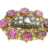 Elegant Victorian 9ct Yellow Gold Ruby and Diamond Brooch