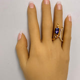 INCREDIBLE DRAMATIC STATEMENT PIECE – Elegant 18ct Yellow Gold Tanzanite and Diamond Ring