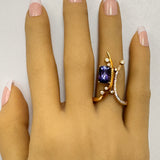 INCREDIBLE DRAMATIC STATEMENT PIECE – Elegant 18ct Yellow Gold Tanzanite and Diamond Ring