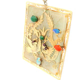 Jade, Opal, Red Coral, Ruby, and Amethyst Dragon Pendant