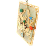 Jade, Opal, Red Coral, Ruby, and Amethyst Dragon Pendant