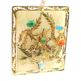 Jade, Opal, Red Coral, Ruby, and Amethyst Dragon Pendant