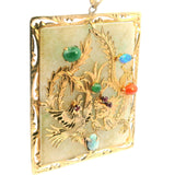 Jade, Opal, Red Coral, Ruby, and Amethyst Dragon Pendant