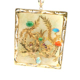 Jade, Opal, Red Coral, Ruby, and Amethyst Dragon Pendant