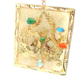 Jade, Opal, Red Coral, Ruby, and Amethyst Dragon Pendant